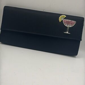 Chic Black Clutch with rhinestone embellished margarita Embellishment